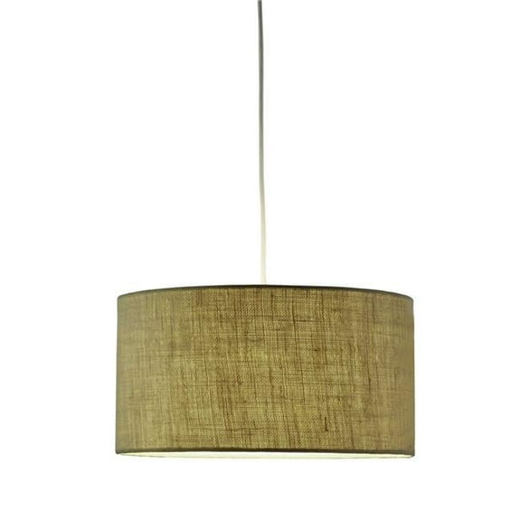 Burlap Fabric Light Brown Electric Drum Pendant Lamp