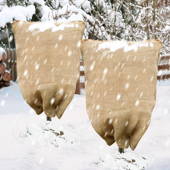 Burlap Fabric Plant Bags - Winter Plant Cover Freeze Protection, Reusable Burlap Sacks Plant Frost Cloth for Outdoor Plants, Cold Weather Tree Wrap for Trees, Bushes & Garden