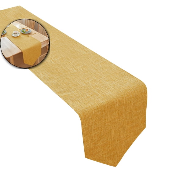 Burlap Farmhouse Cotton Linen Table Runner, Rustic Woven Solid Color Table Runner for Dining, Kitchen, Holiday, Halloween, Christmas, Party (12x82 Inch）