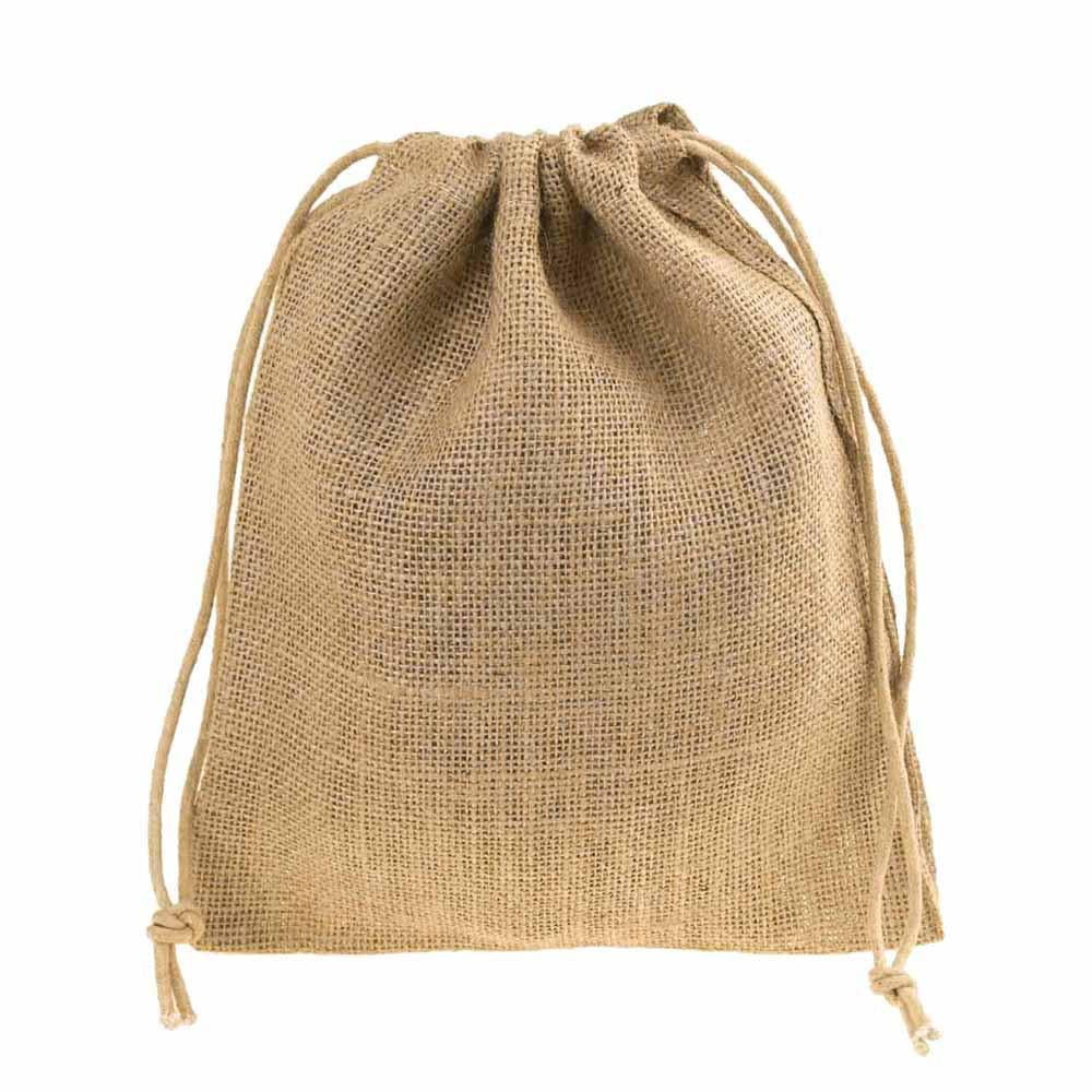 Tegeme 36 Pcs Small Christmas Burlap Drawstring Bags - 4x6 Inch Reusable Deer Print Gift Bags For Candy, Party Favors, Holiday Treats