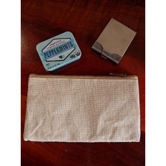 Burlap Fabrics Burlap Flat Zipper Pouch - 9.25 x 5 Inch Jute Blend with Laminate Lining