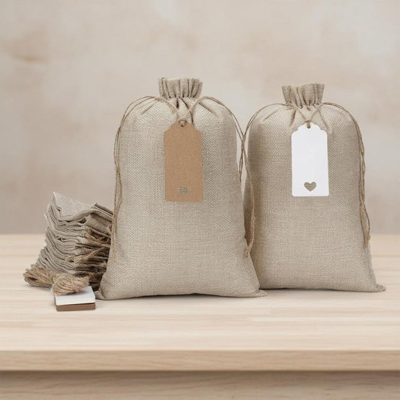 Burlap Gift Bags with Drawstring - Original Sacks for Wrapping Favors, For Party or Household Use