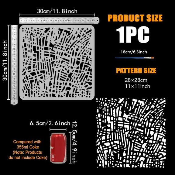 Burlap Grain Stencil for Painting with Brush 11.8x11.8inch Reusable Irregular Pattern Template Hollowed Scrawl Style Stencil Plastic PET Daily Theme Template for Furniture Decoration