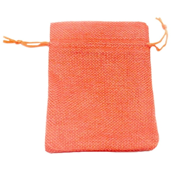 Burlap Jewelry Storage Bags, Small Drawstring Gift Bags for Christmas Crafts, Party Favors, Wedding, Rustic Cotton Blend Pouches for Organizing Small Items, Basiess Burlap Sack Orange