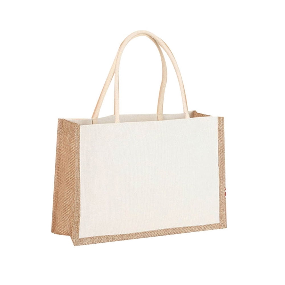 French Market Jute Tote Bag – Extra Large Reusable Grocery Bag With Inner Pocket & Leather Straps - View #6