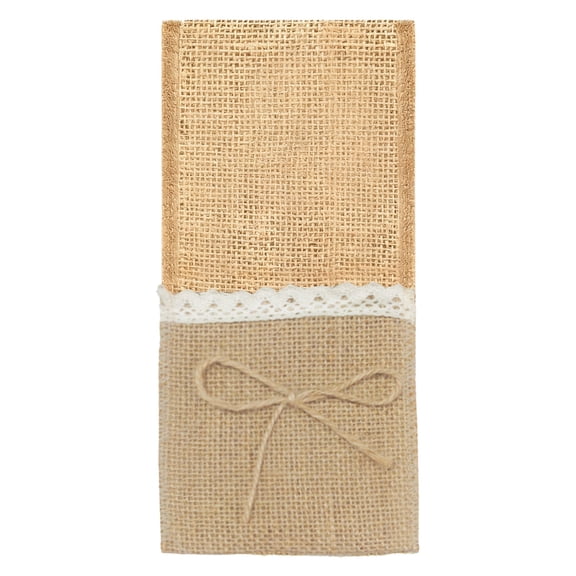 Burlap Lace Utensil Holders, Silverware Cutlery Pouch Knifes Forks Bag, for Vintage Wedding Valentines