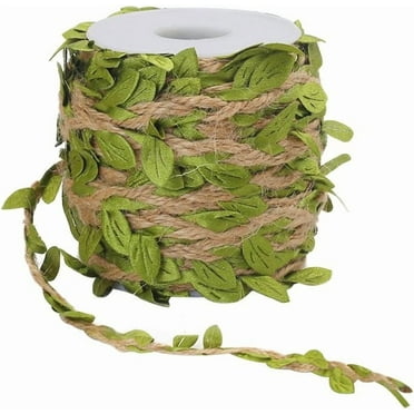UDIYO 33Ft Natural Jute Twine, 5MM Burlap Leaf Ribbon with Artificial ...