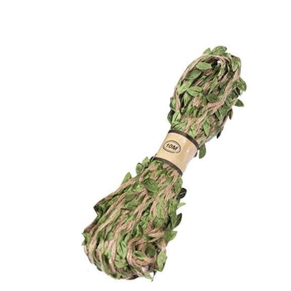 Burlap Leaf Ribbon,Braided Decoration Vine Rope Twine with Artificial Leaves for Wedding Party Home Garden Decor