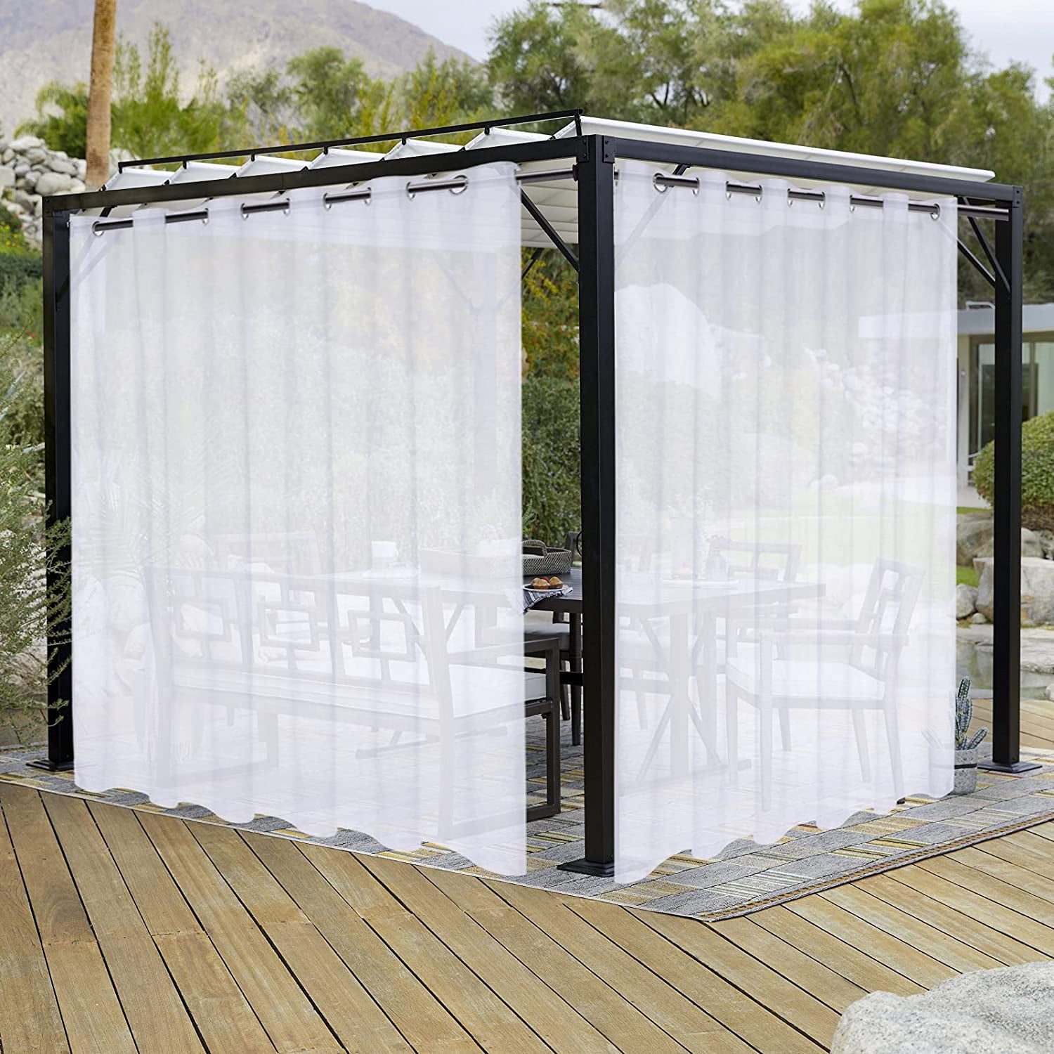 Burlap Linen Look Outdoor Curtains For Patio 2 Panels Waterproof Burlap Linen Look Outdoor Curtains For Patio 2 Panels Waterproof