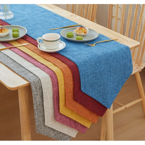 Burlap Linen Style Table Runner Rustic Farmhouse Dresser Scarf for Dining Table Banquet Party Home Decor,13 x 72inch,multicolour