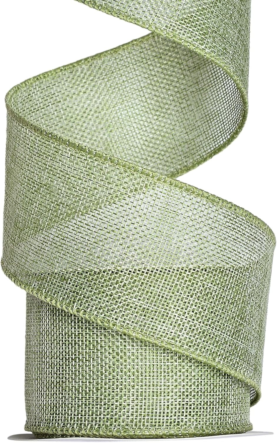 Burlap Moss Green Wired Ribbon, 2 1/2 inch 10 Yard, Jute Ribbon for Decoration Bows Craft Gift Wrapping Wreath Sewing