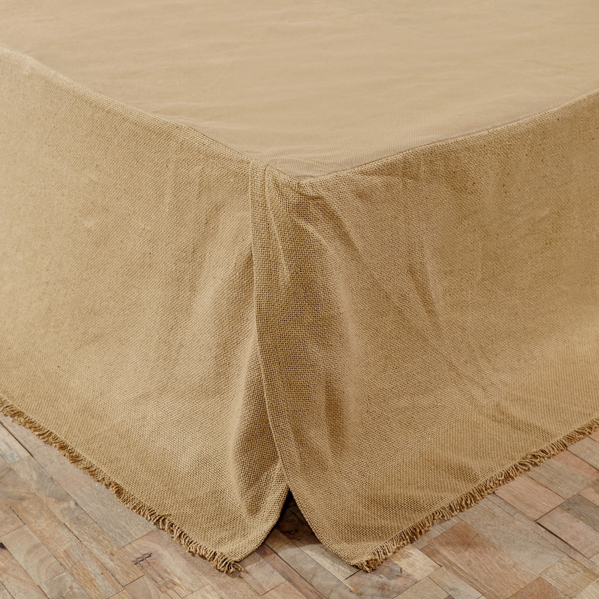 VHC Brands Burlap Natural Fringed Twin Bed Skirt, 39" x 76" x 16