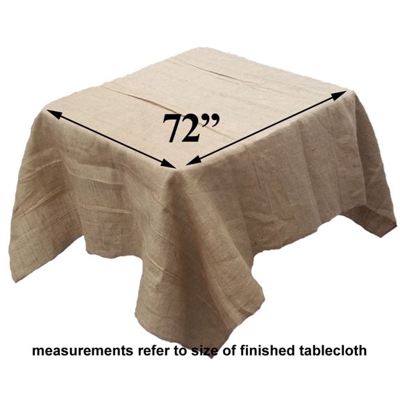 Burlap Fabrics Burlap Overlay with Finished Edge - 72 x 72 Inch Natural Rustic Square