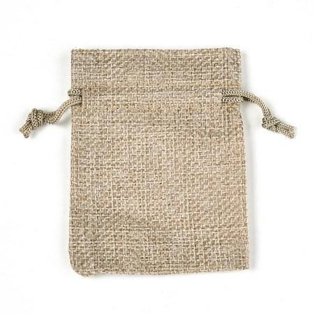 Burlap Packing Pouches Drawstring Bags Dark Khaki 18x13cm DIY