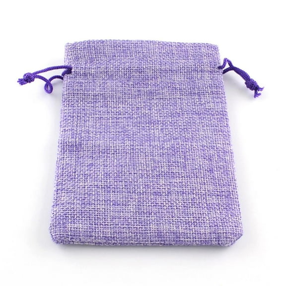 Burlap Packing Pouches Drawstring Bags Medium Purple 9x7cm