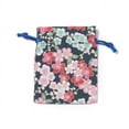 thumbnail image 1 of Burlap Packing Pouches Drawstring Bags Rectangle with Flower Pattern Dark Blue 10~10.5x8~8.3cm, 1 of 2