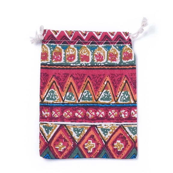 Burlap Packing Pouches Drawstring Bags Red 17.3~18.2x13~13.4cm