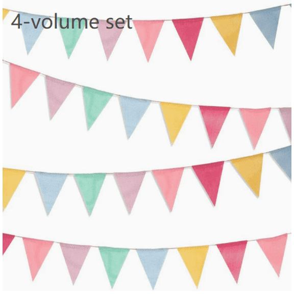 Burlap Pennant Banner, Colorful Pastel Triangle Bunting Garland 4 Strings, Party Decorations for Birthday, Easter, Classroom, School, Carnival, Indoor Outdoor Events
