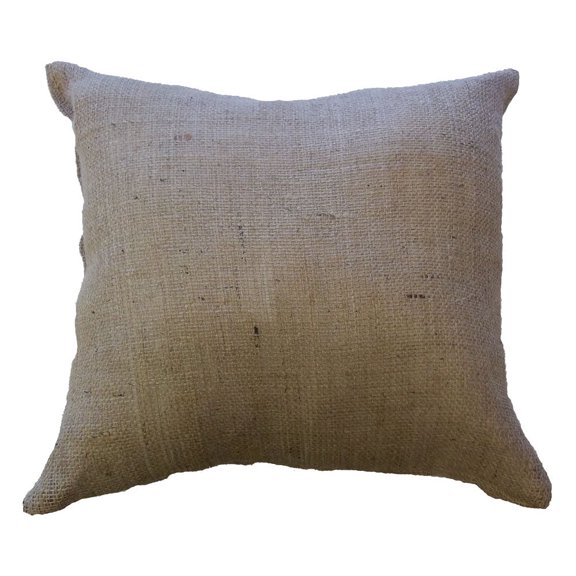 Burlap Fabrics Burlap Pillow Cover with Zipper - 16 x 16 Inch Classic Design Rustic Decor