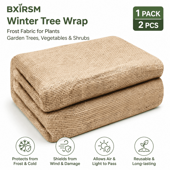 Burlap Plant Frost Protection Wrap 39x118 Inch Natural Jute Freeze Cloth for Outdoor Trees Shrubs Winter Garden Blanket Reusable Cold Weather Cover