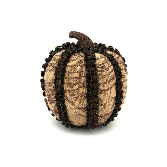Burlap Printed Ruffled Pumpkin, Medium