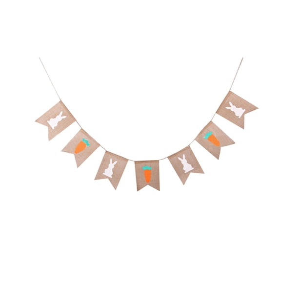 Burlap Rabbit Radish Garland Banners, Bunny Burlap for Easter Decorations Home Office School Outdoor Party Supply