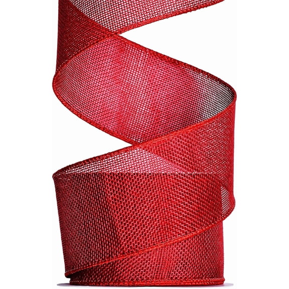 Burlap Red Wired Ribbon, 2 1/2 inch 10 Yard, Jute Ribbon for Decoration Bows Craft Gift Wrapping Wreath Sewing