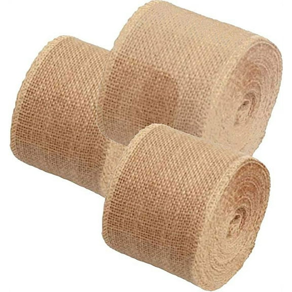 Burlap Ribbon 2" x 15 Yards Natural Jute 2 Inch 5yards 3 Rolls, (Natural, X 15yards)