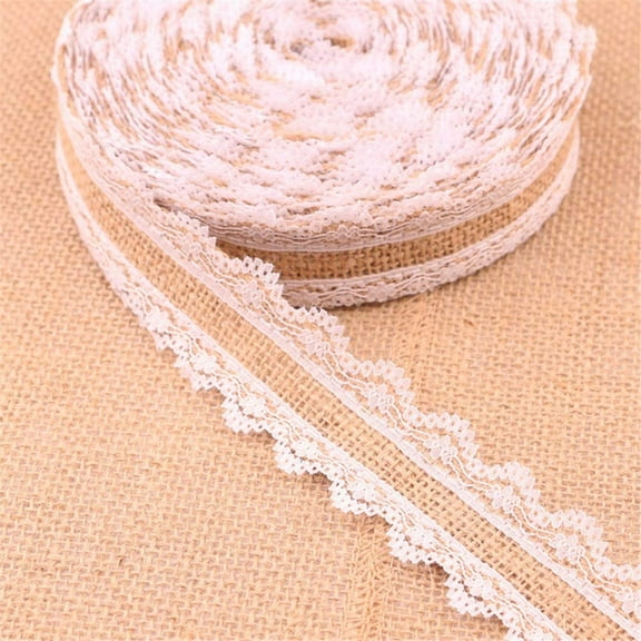 Burlap Ribbon, 6Rolls Burlap Lace Ribbons in 6 Assorted Styles, Handmade Burlap Ribbons for Crafts, Wedding Decoration, Party Decor, Mason Jars, 2 Yards/Roll