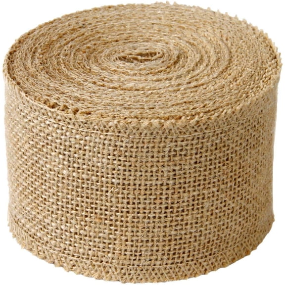 Burlap Ribbon Burlap Fabric Ribbons 3.15" Wide for Crafts, Finished Edging Natural Eco-Friendly JmYo Ribbon, 10.9yard Burlap Ribbon Roll or Christmas, Craft, Wreath, Wedding