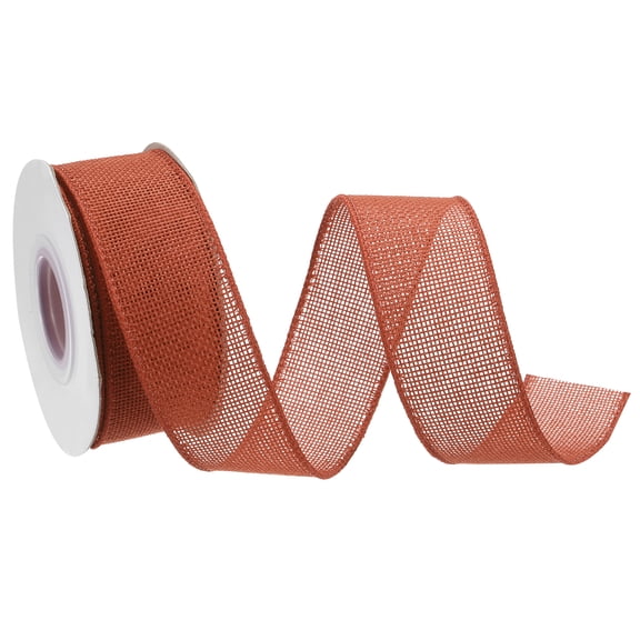 Burlap Ribbon Fabric Wired Edge Ribbons Dark Orange 1-1/2 Inch x 10 Yard Wired Ribbon for Gift Wrapping