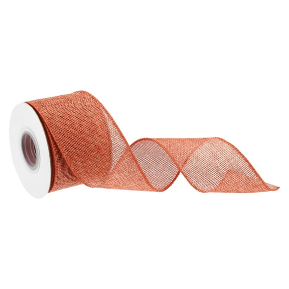 Burlap Ribbon Fabric Wired Edge Ribbons Dark Orange 2-2/1 Inch x 10 Yard Wired Ribbon for Gift Wrapping,With Roller