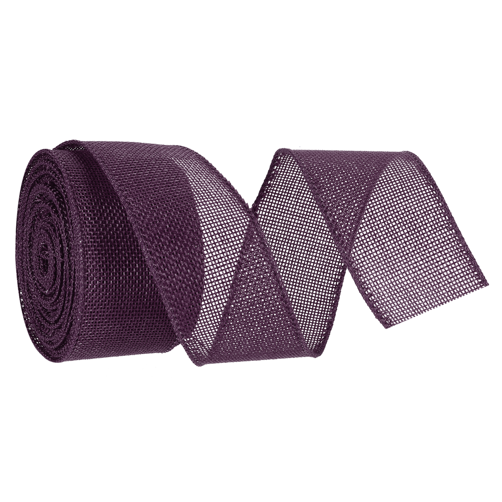 Burlap Ribbon Fabric Wired Edge Ribbons Dark Purple 2 Inch x 10 Yard ...