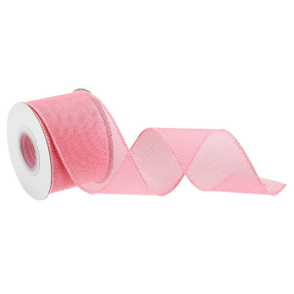 Burlap Ribbon Fabric Wired Edge Ribbons Pink 2-2/1 Inch x 10 Yard Wired Ribbon for Gift Wrapping,With Roller