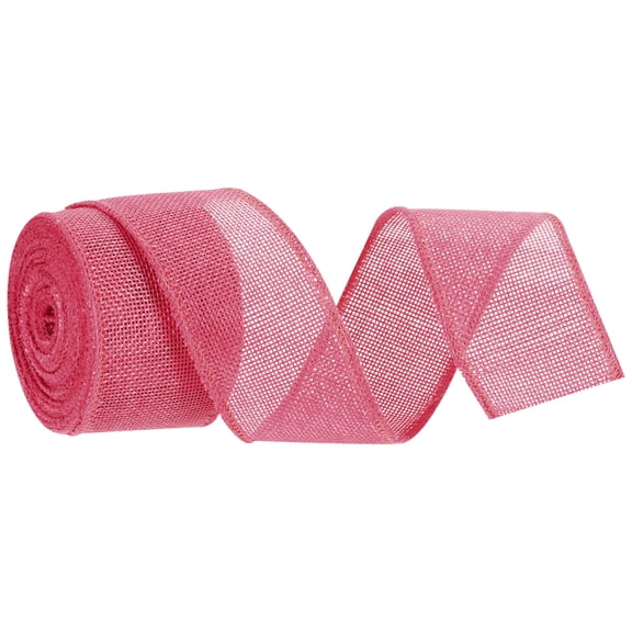 Burlap Ribbon Fabric Wired Edge Ribbons Rose Red 2 Inch x 10 Yard Wired Ribbon for Gift Wrapping