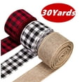 thumbnail image 1 of Burlap Ribbon for Gift Wrapping Christmas Tree Ribbons Buffalo Plaid Black White Red Craft Wired Edge Ribbon for Gift Wrapping Christmas Crafts Decoration 30 Yards 3 Rolls, 1 of 9