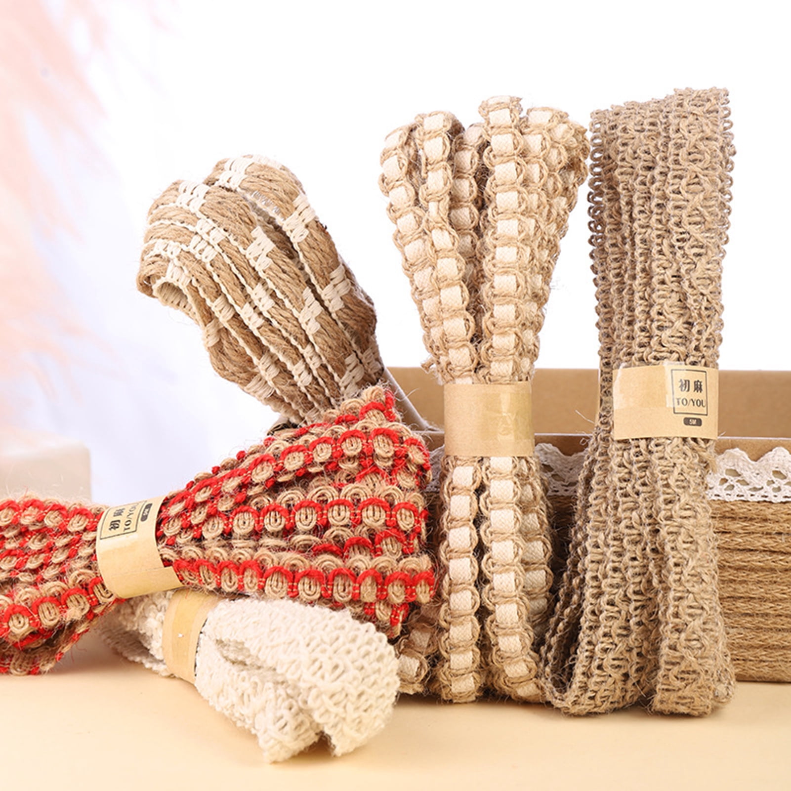 Borelap Rope Burlap Ribbons, Decorative Webbing Multipurpose Wear Resistant 5 Styles ...