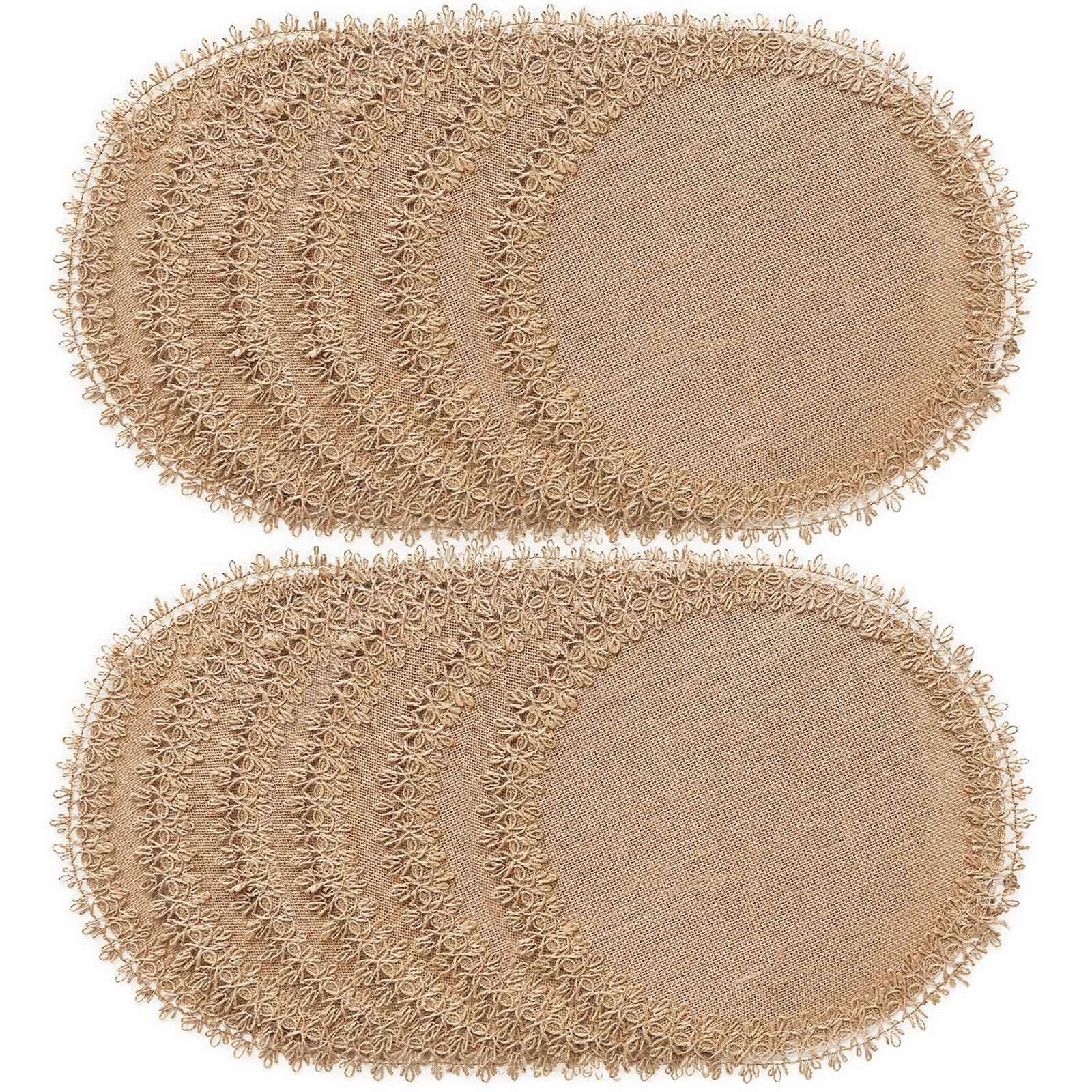 Burlap Round Braided Placemats Set of 12 15 Inch Heat Resistant Jute ...