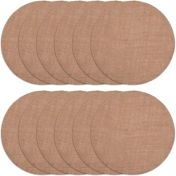 Rustic Burlap Round Placemats - 12" Diameter Burlap Circle Rustic Table Decorations (Set of 12) - Rustic Farmhouse Table Setting for Weddings, Dining & Event Decor