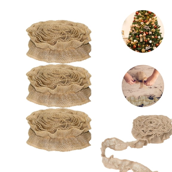 Burlap Rustic Ribbons,2.4x78.7In Garland Christmas Decorations,QZS Farmhouse Garland Decorations for Party,Set of 3 Roll