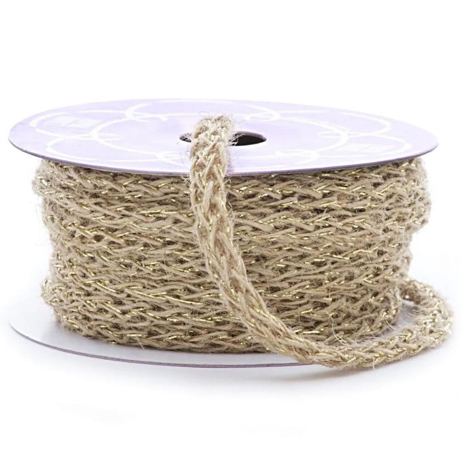 Burlap Soft Braid Cord Ribbon - 8mm x 10 Yards, Metallic Gold Accents ...