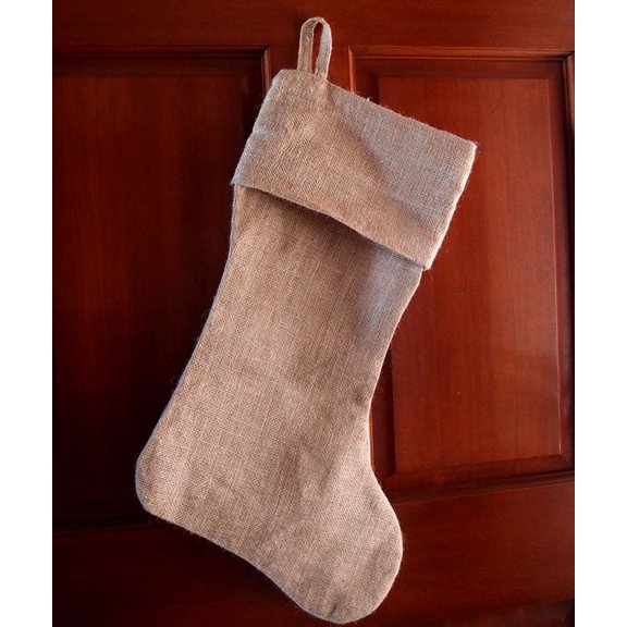 Burlap Stocking-Natural,6 Inch Wide x 5 Inch High