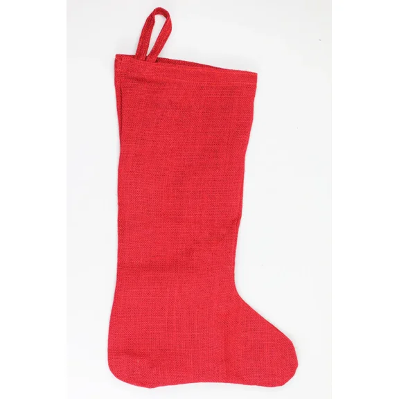 Burlap Fabrics Burlap Stocking Red - 11 x 19 Inch Rustic Christmas Holiday Decor