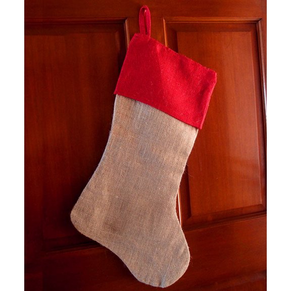Burlap Stocking-Red,11 Inch Wide x 19 Inch High