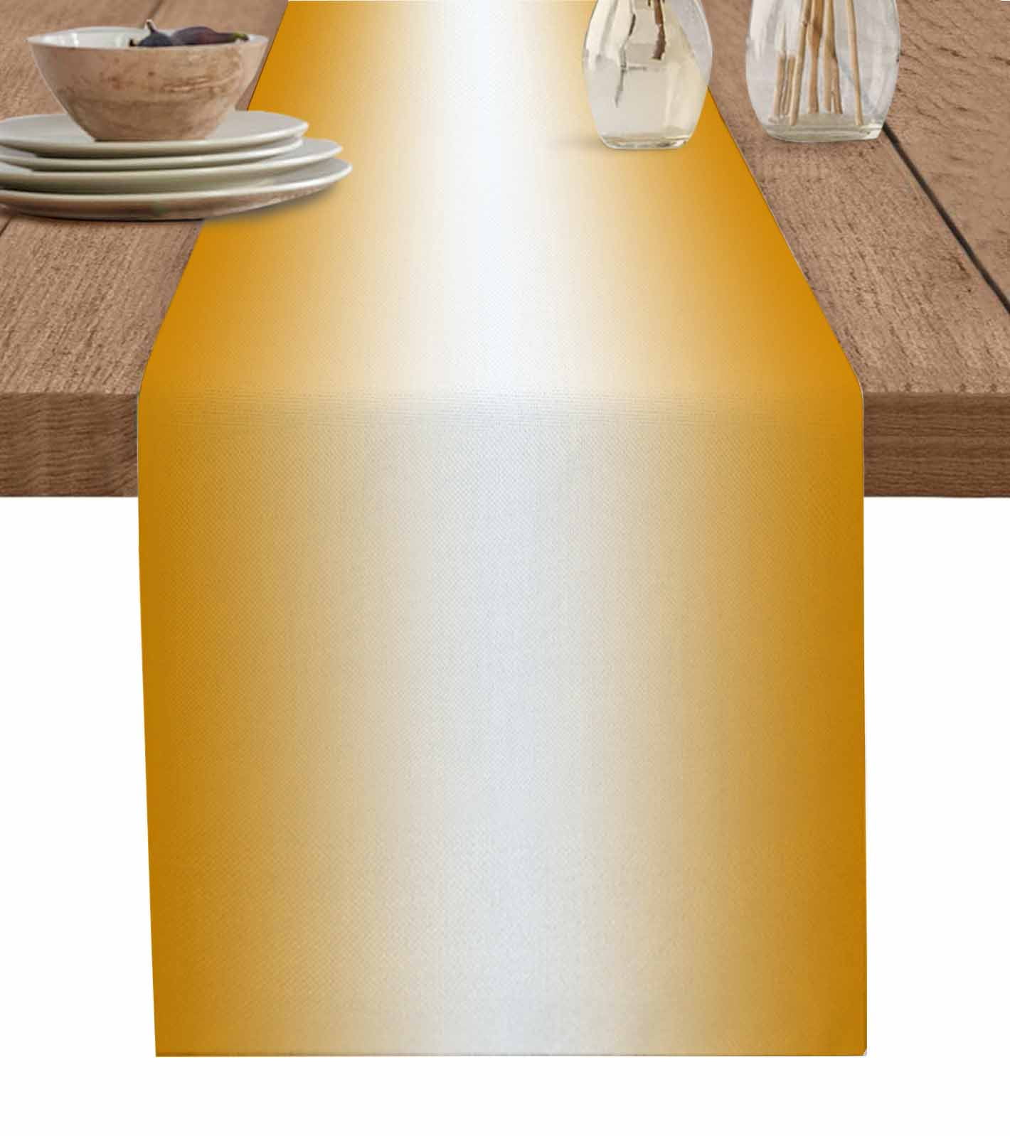 Burlap Style Farmhouse Table Runners 108 inches Long Orange White