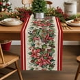 thumbnail image 1 of Burlap Table Runner 108 Inches Long,Rustic Flower Berry Leaf Non-Slip Kitchen Table Runners for Dining Room Everyday Use Party Table Decorations Retro Botanical Red Stripe, 1 of 9