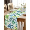 thumbnail image 1 of Burlap Table Runner 120 Inches Long, Coastal Ombre Blue Green Coral Non-Slip Kitchen Table Runners for Dining Room Everyday Use Party Table Decorations Abstract Marine Plant, 1 of 9