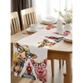 thumbnail image 1 of Burlap Table Runner 120 Inches Long, Farm Animals Cow Chicken Pig Non-Slip Kitchen Table Runners for Dining Room Everyday Use Party Table Decorations Abstract Trio in Glasses, 1 of 9