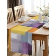 thumbnail image 1 of Burlap Table Runner 120 Inches Long, Orange Oil Painting Gradient Abstract Geometric Non-Slip Kitchen Table Runners for Dining Room Everyday Use Table Decorations Purple Color Blocks Watercolor Art, 1 of 9