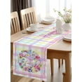 thumbnail image 1 of Burlap Table Runner 120 Inches Long, Spring Pastoral Flower Colorful Stripe Non-Slip Kitchen Table Runners for Dining Room Everyday Use Party Table Decorations Easter Egg Butterfly, 1 of 9